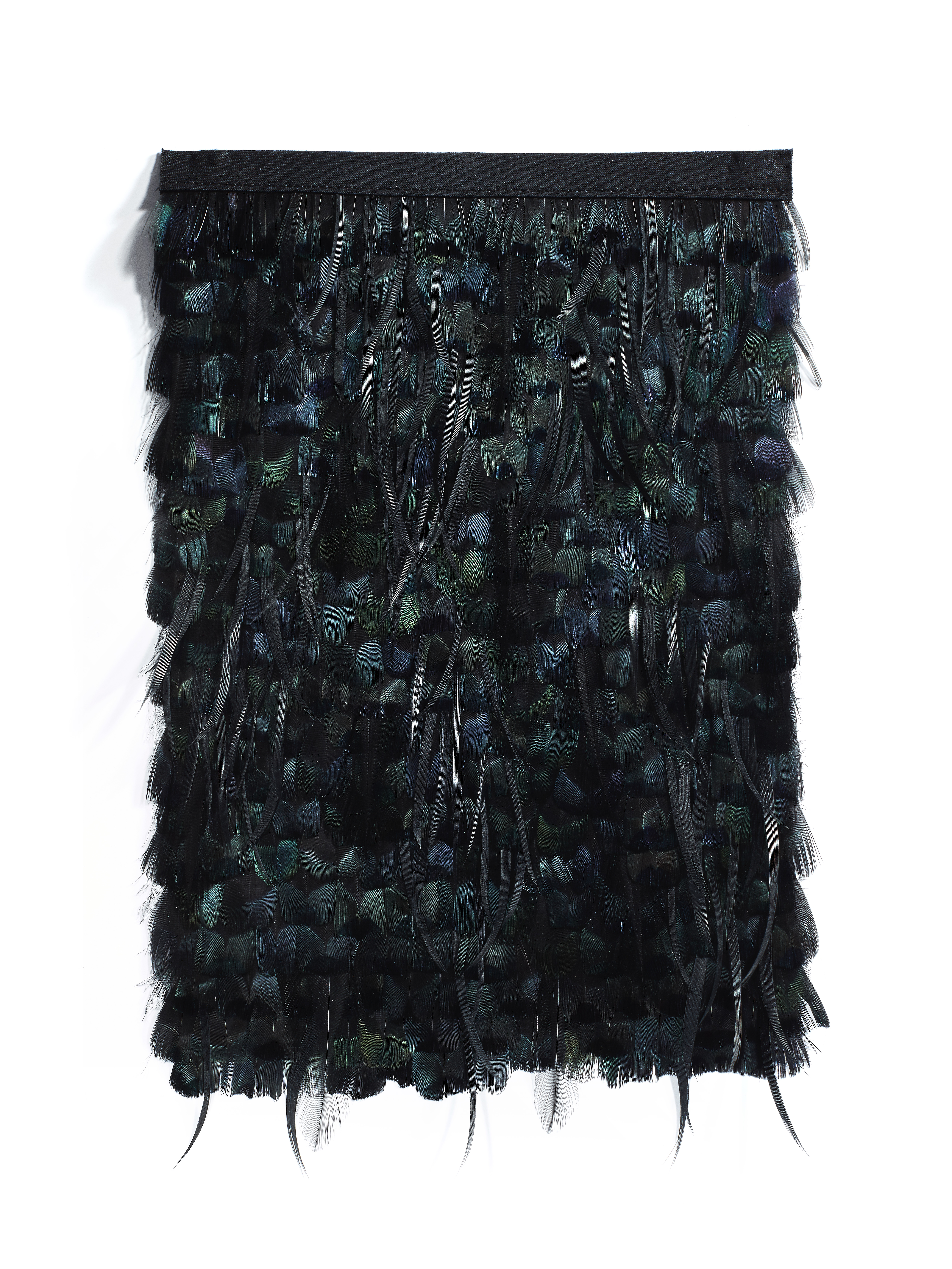 Echantillon plumasserie, Emerald Fur. Couleur : jaune, noir Catégorie : animal