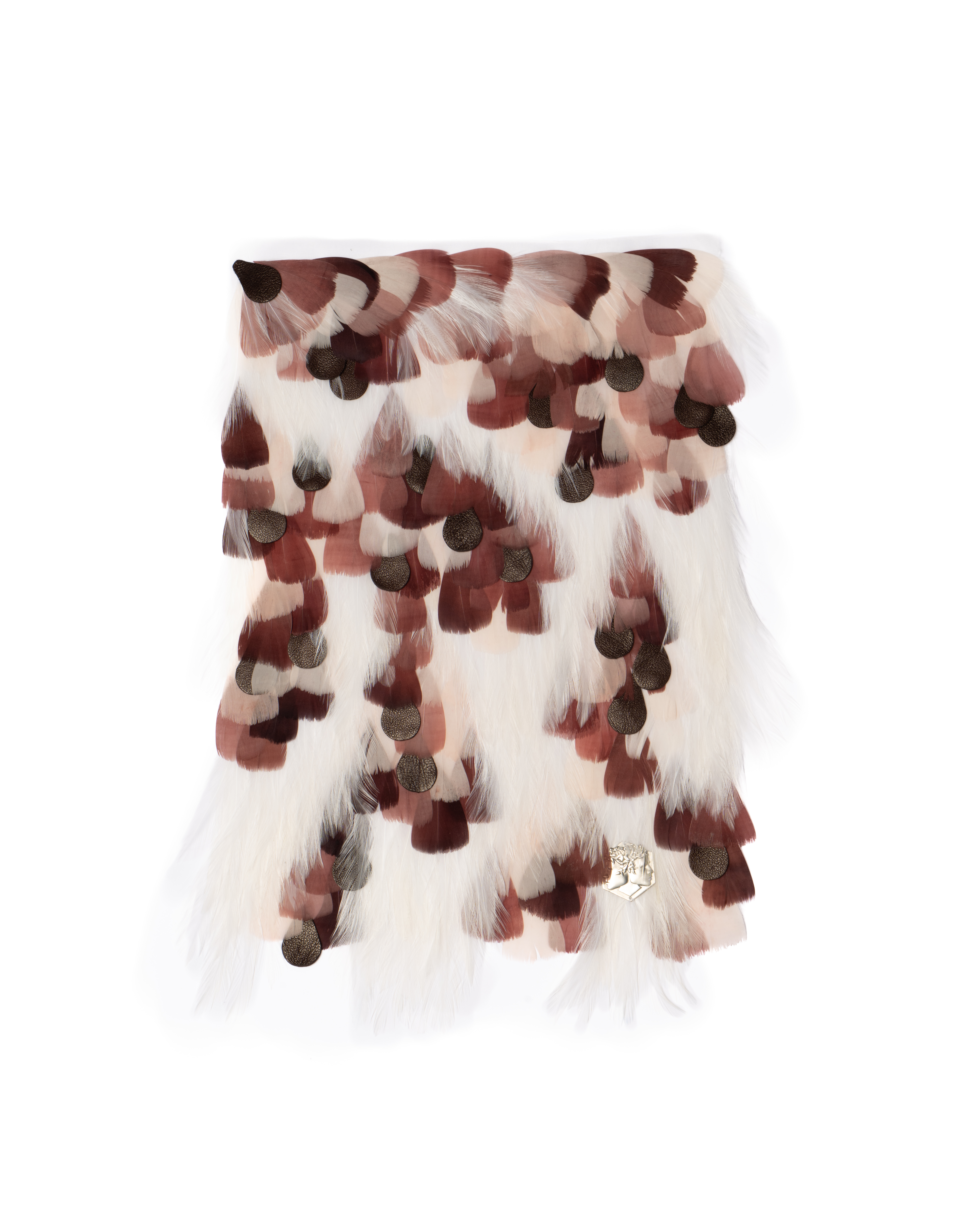 Echantillon plumasserie, Moka Panther. Couleur : blanc, marron, crème Catégorie : Animal