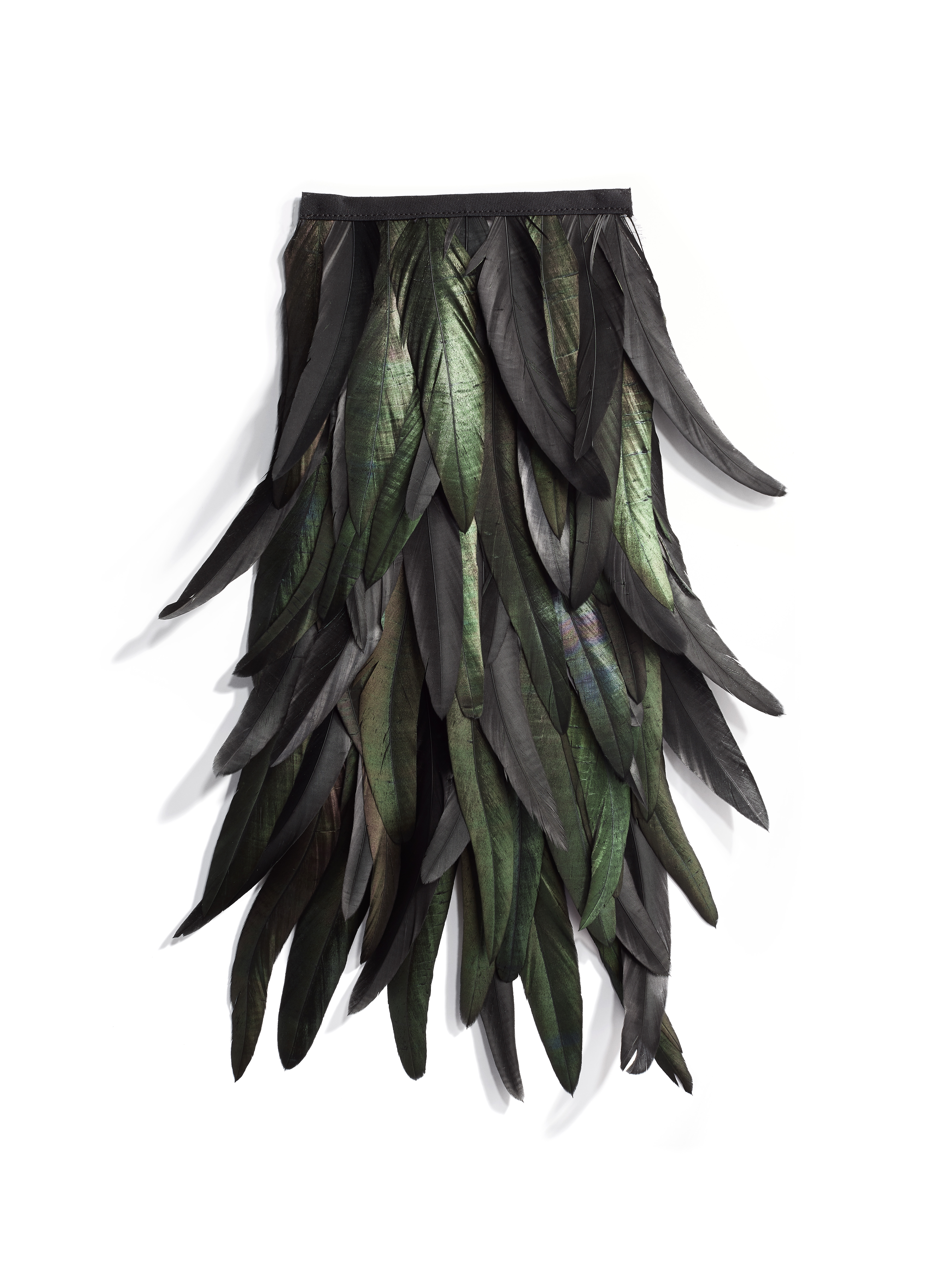 Echantillon plumasserie, Sycamore. Couleur : noir, vert Catégorie : black