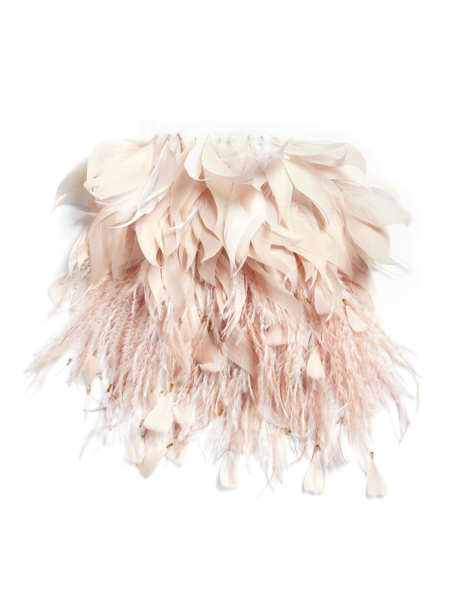 Echantillon plumasserie, Poudre. Couleur : pêche blanche Catégorie : Fluffy