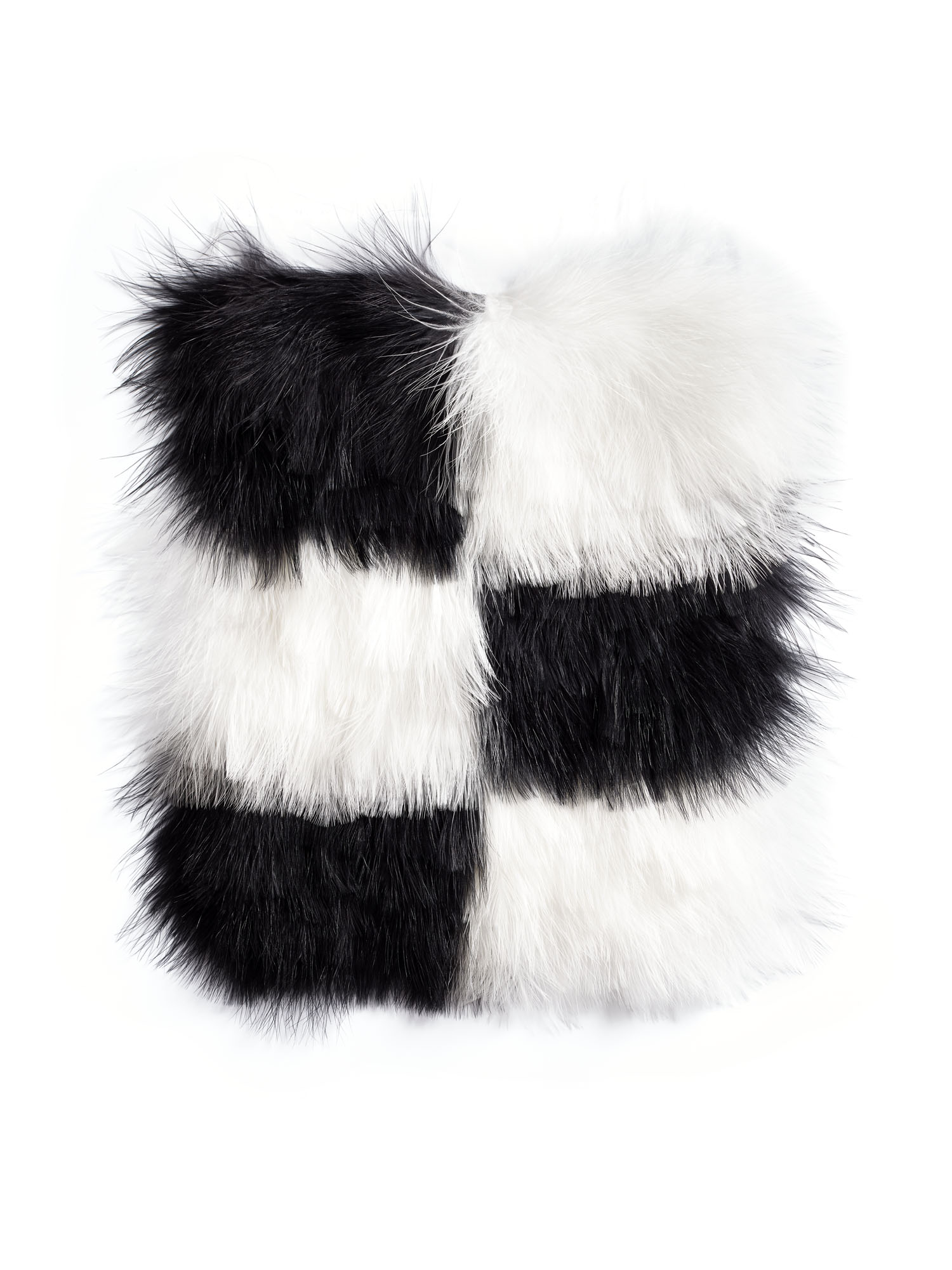 Echantillon plumasserie, Fur square. Couleur : blanc, noir Catégorie : Graphic