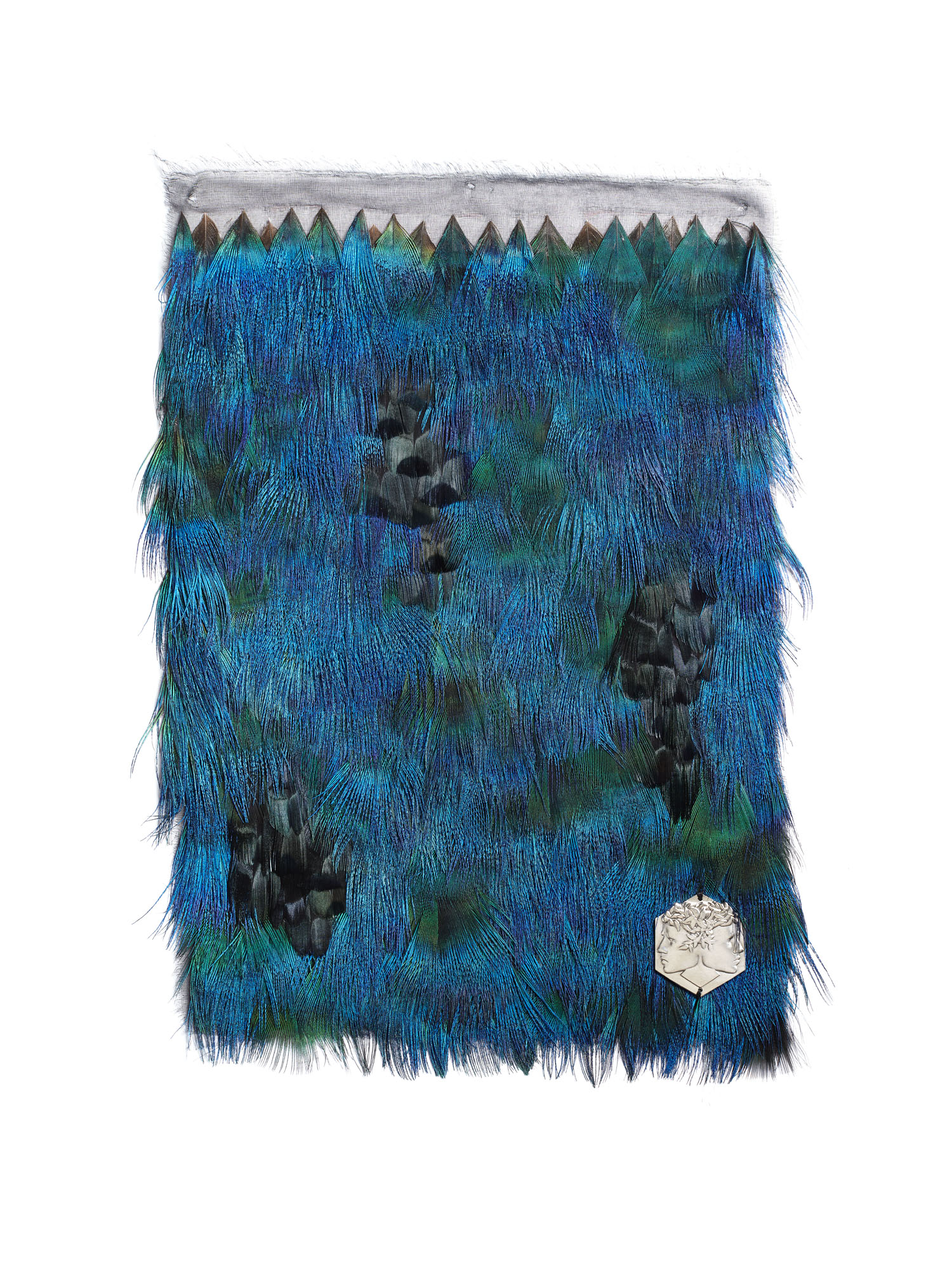 Echantillon plumasserie, Big Blue. Couleur : bleu, vert, noir Catégorie : Multicolor