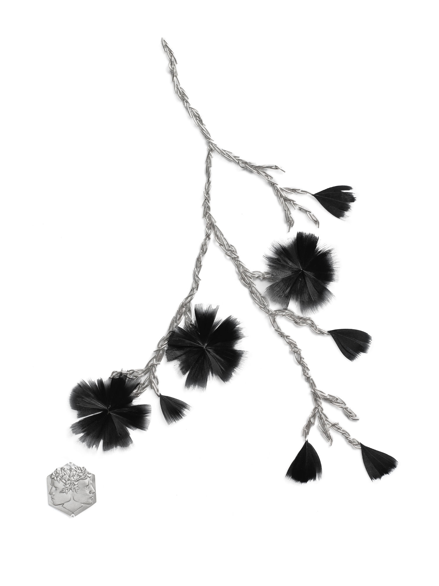 Echantillon plumasserie, Flower. Couleur : noir Catégorie : Vegetal