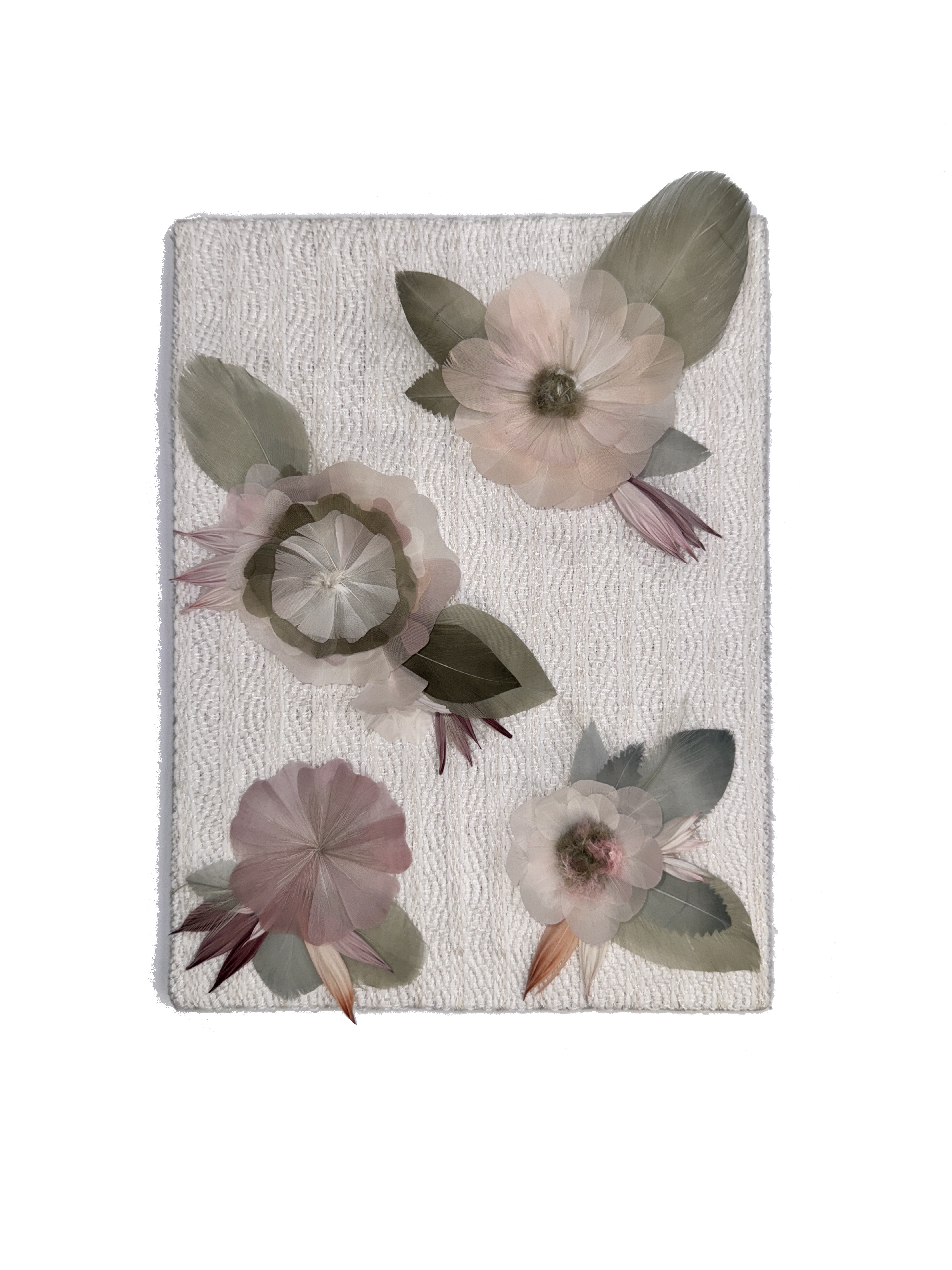 Echantillon plumasserie, Weaving persephone. Couleur : blanc. Catégorie : Vegetal.