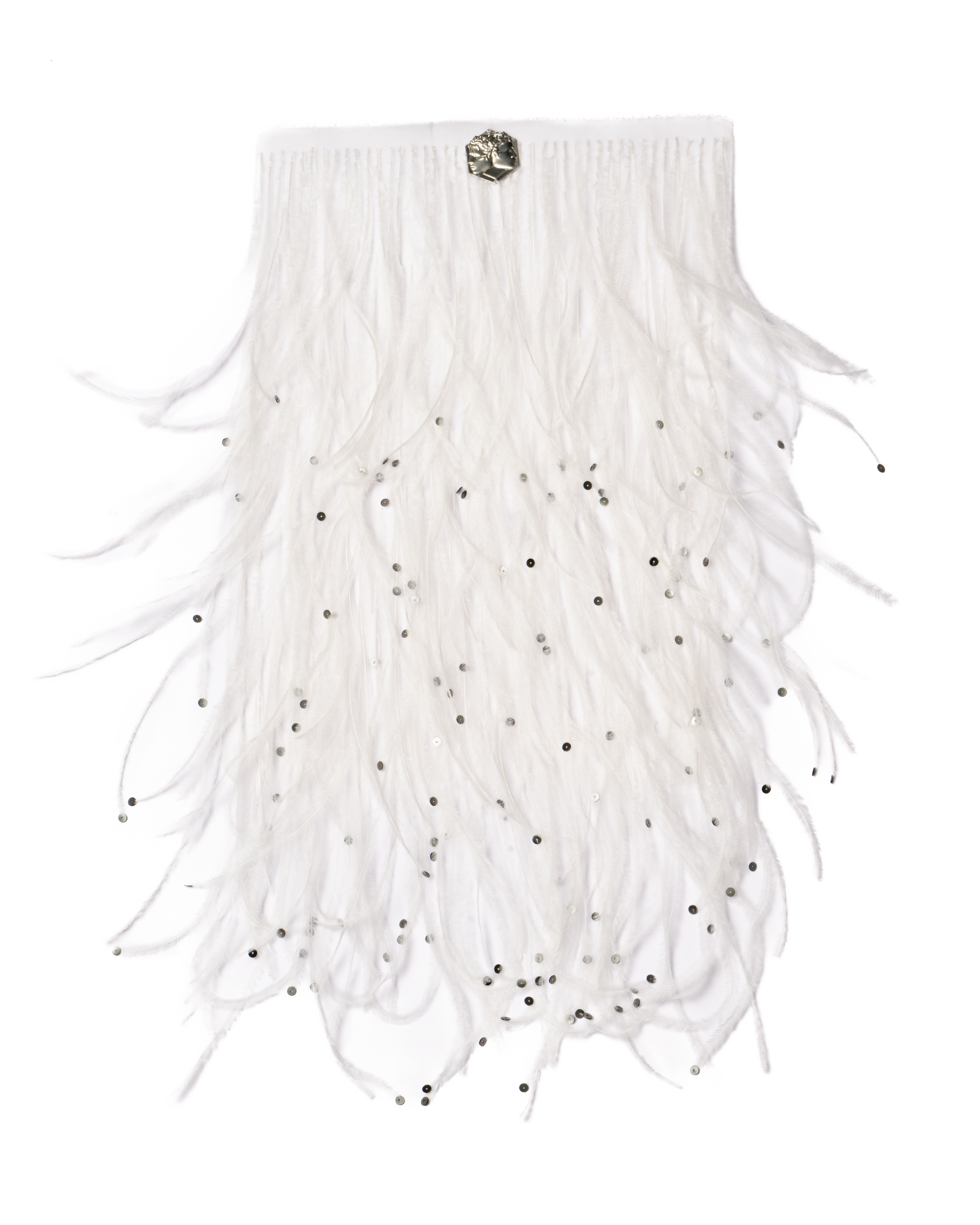 Echantillon plumasserie, Silver dust. Couleur : blanc. Catégorie : White.