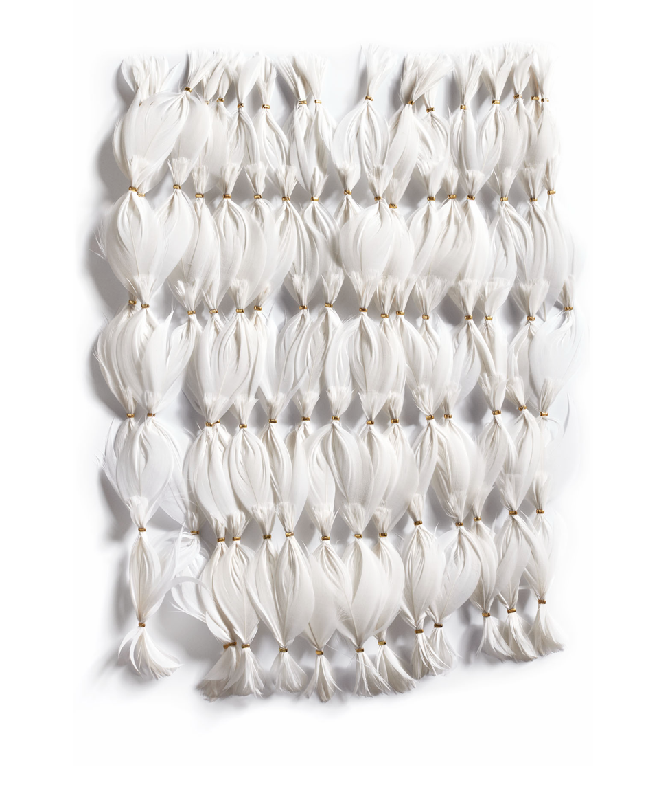 Echantillon plumasserie, Balsa. Couleur : Blanc, Doré Catégorie : Gold