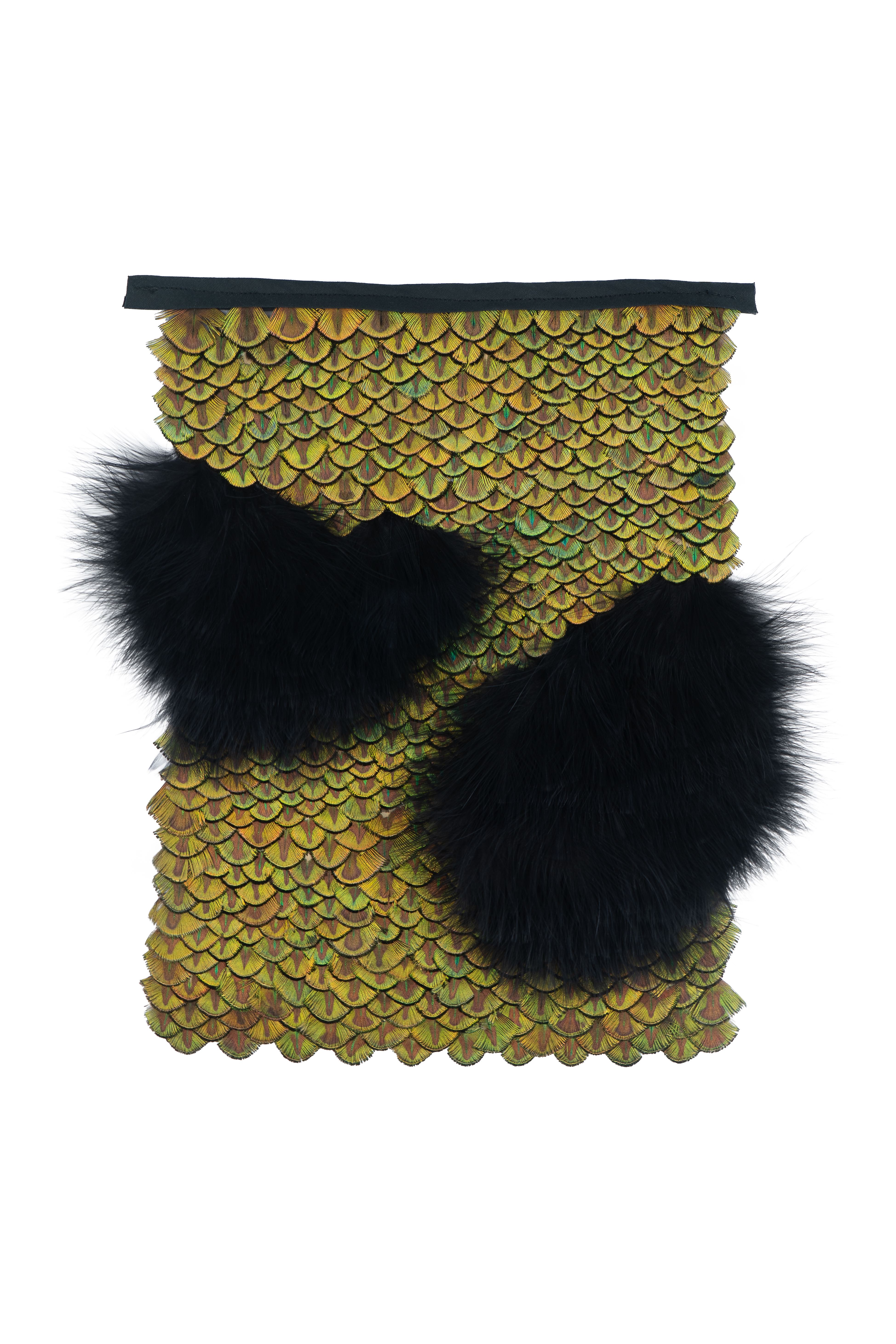 Echantillon plumasserie,Baloo. Couleur : Vert, Noir Catégorie : Fluffy