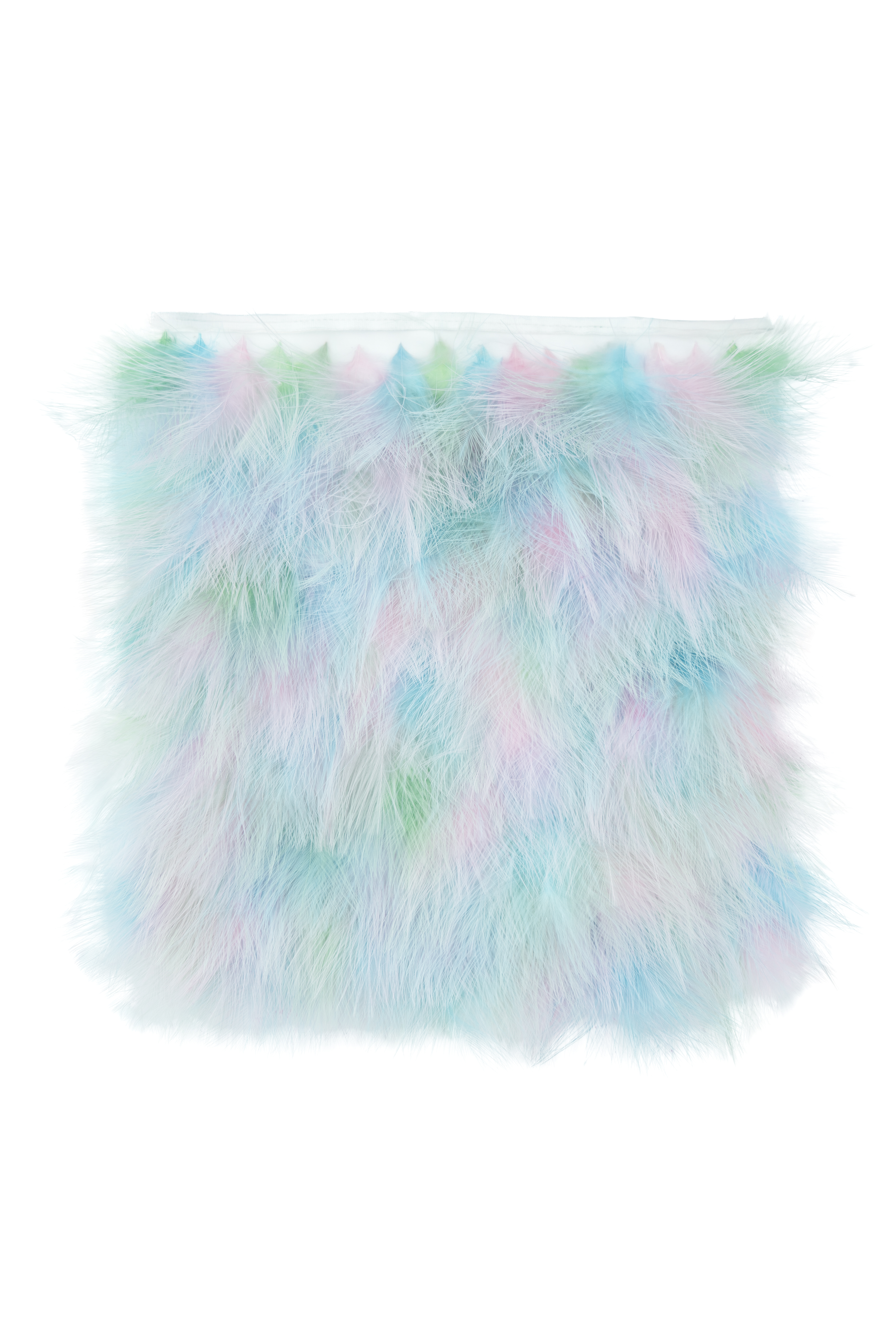 Echantillon plumasserie, pastel. Couleur : Bleu, Vert, Rose Catégorie : Fluffy